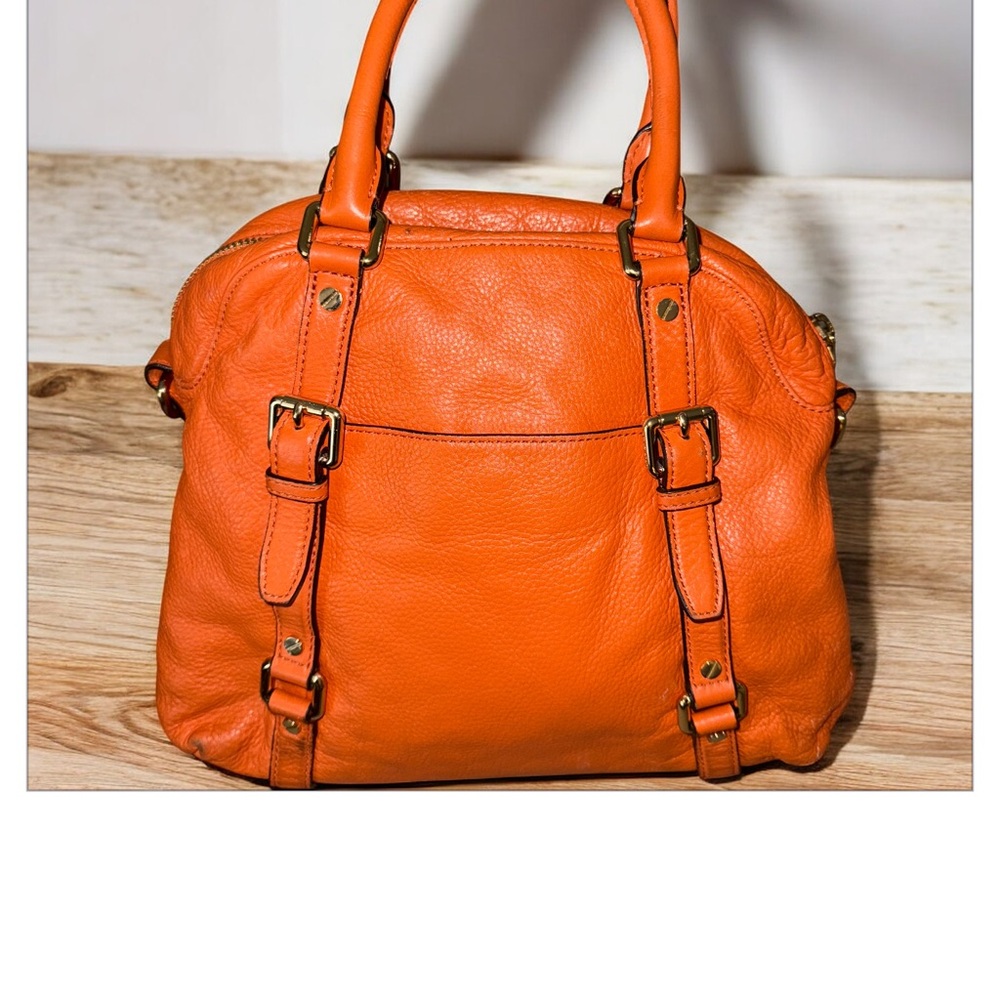 Michael Kors Orange Leather Satchel Bedford Belted Tangerine sale ! - Picture 3 of 7